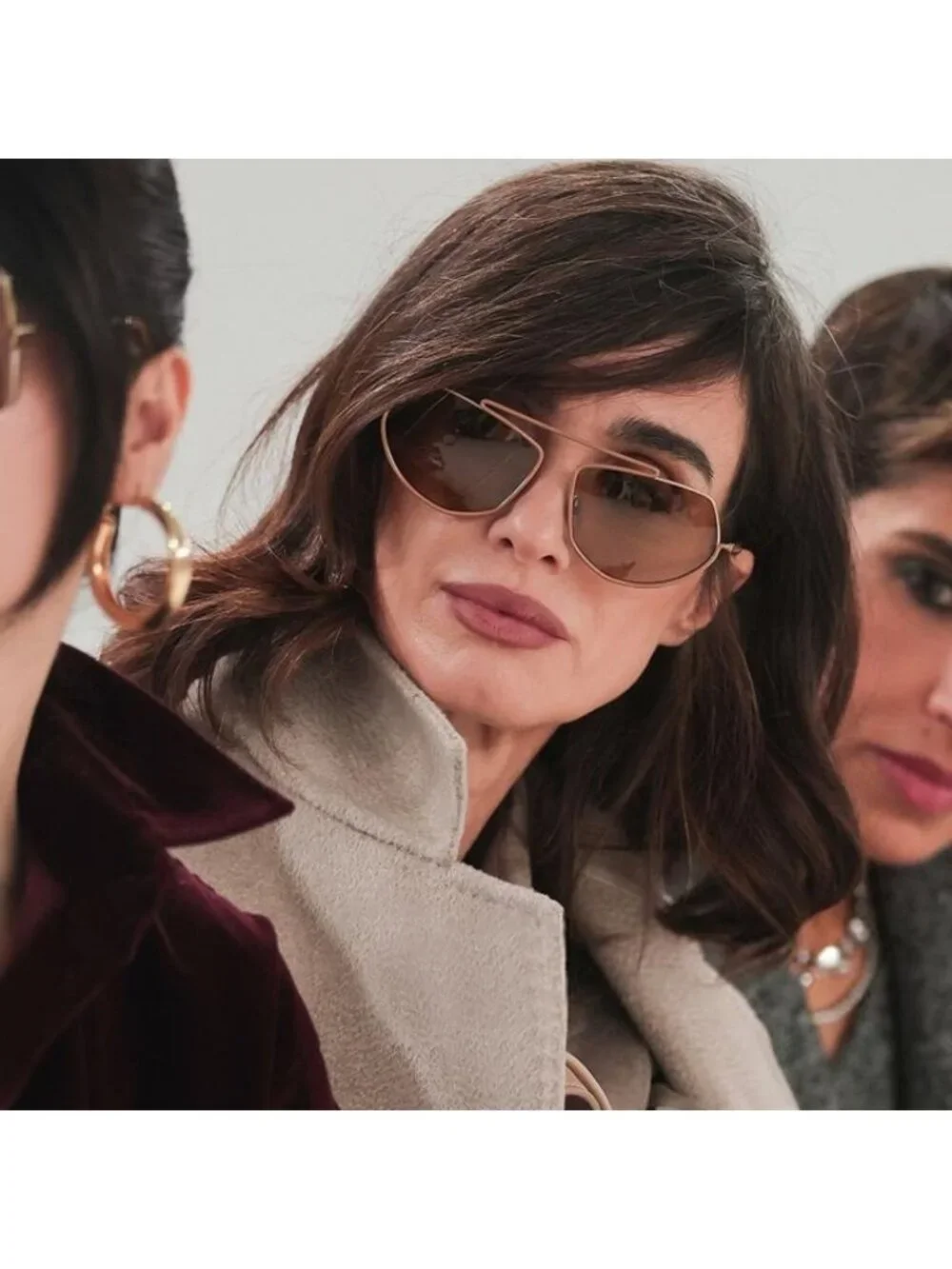 Max Mara MM0165 14A Joey Sunglasses Shiny Light Ruthenium Geometric Frame